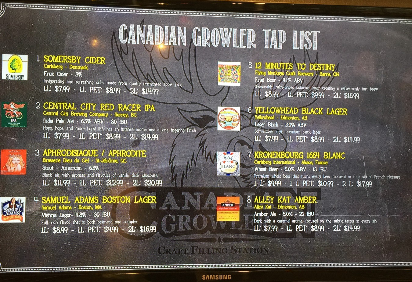 Growler Menu