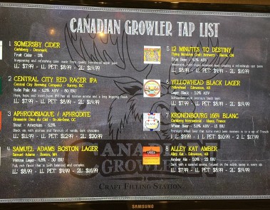 Growler Menu